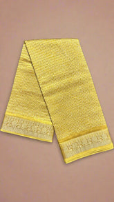 Yellow Line Sequined Viscose Dola Silk Saree